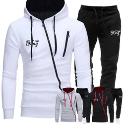 Conjunto de ropa deportiva con estampado para hombre, Sudadera con capucha y cremallera, conjunto de dos piezas para correr, novedad de 2024