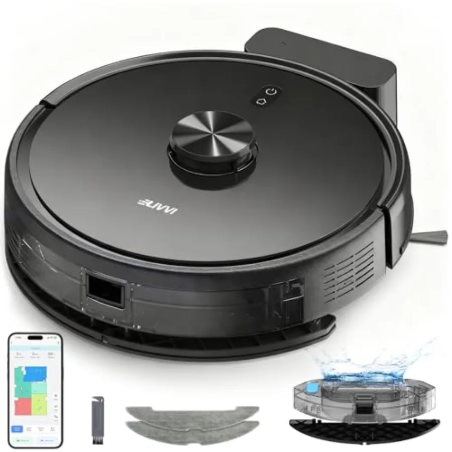 

2 in 1 Robot Vacuum and Mop Combo, 3500 Pa Suction, Laser Navigator with Smart Mapping, 120 Min Runtime, App/Voice/Remote Contr