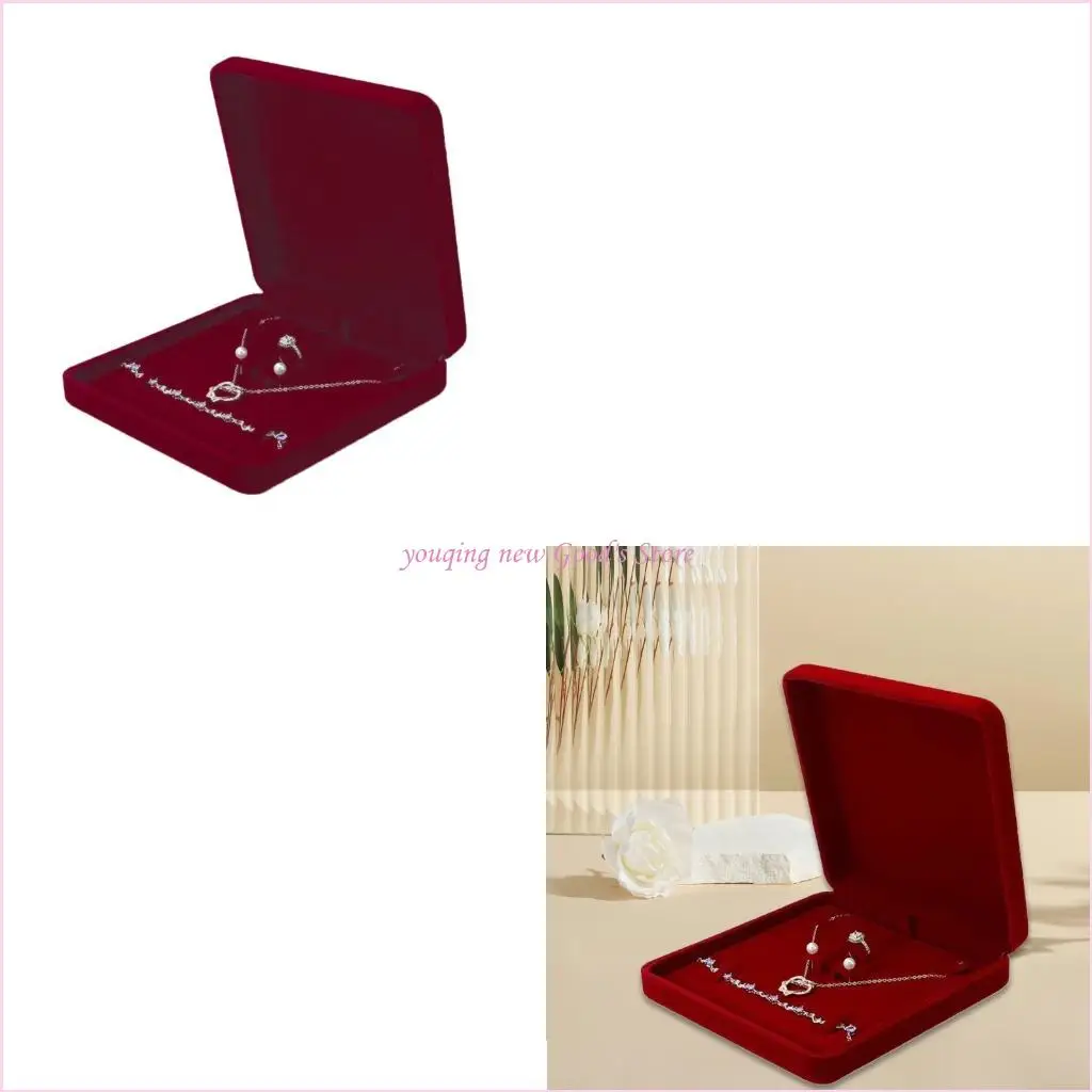 

57QA Velvets Jewelry Box for Storage Necklaces Rings Earrings Bracelet Display Tray