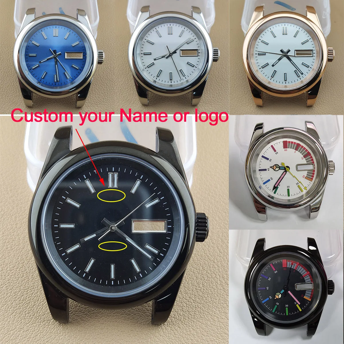 

39mm nh35 case new watch custom logo nh36 case NH35 watch case nh35/36 movement sapphire glass diving watch accessories parts