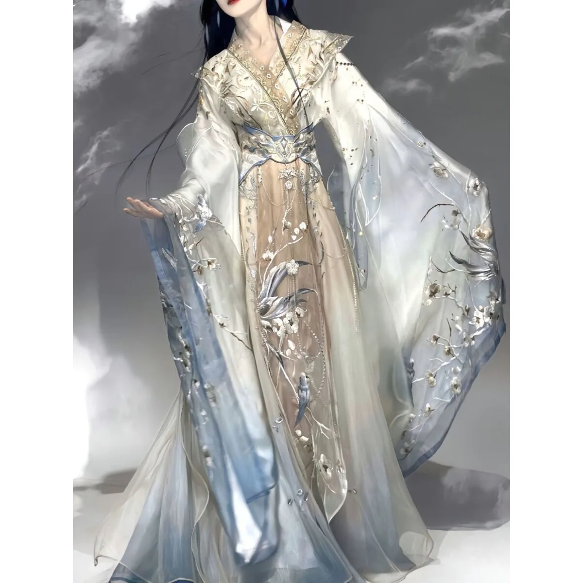 

Women Jiyue Yaoguang Hanfu Improved Wei Jin Style Heavy Embroidery Fairy Ancient Chinese Costume Elegant Full Set