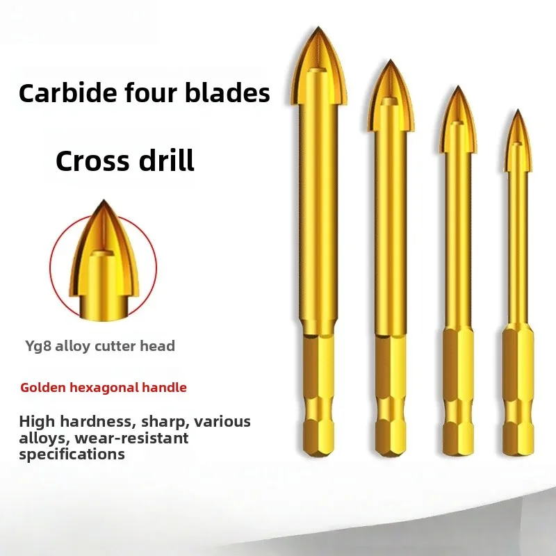 

Поперечная дрель из сплава с шестигранной ручкой, открывалка для стеклянных отверстий, сверло для фарфора, керамическая треугольная дрель, ударная дрель для бетона