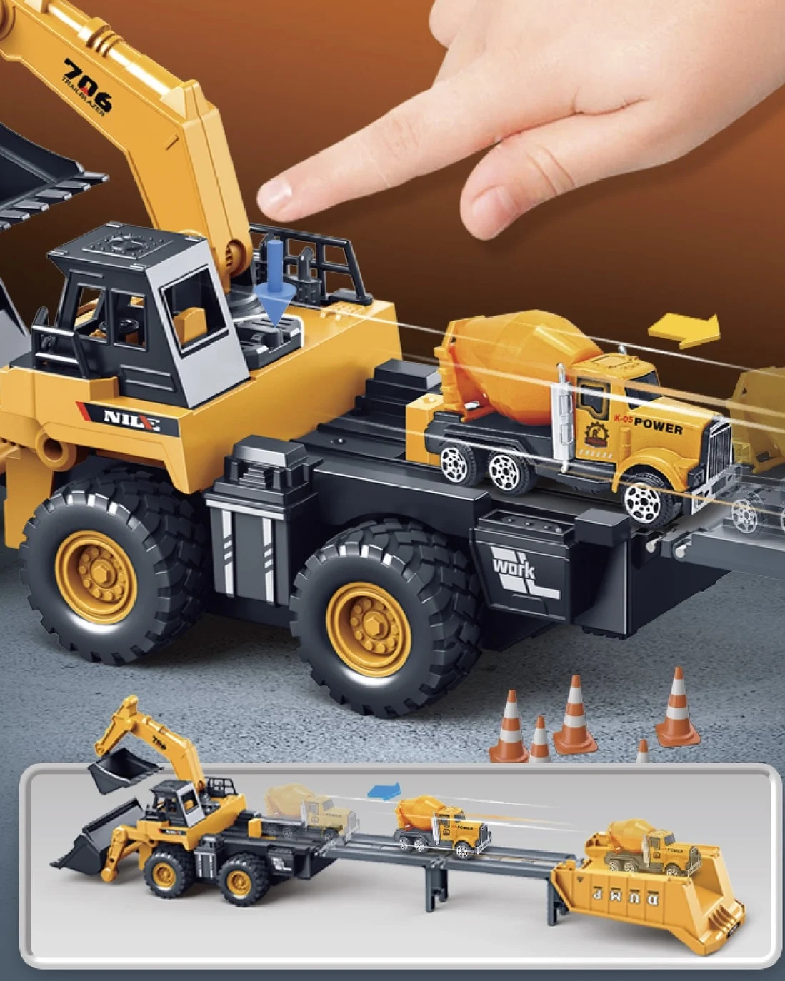

Engineering simulation Inertial alloy tractor excavator bulldozer children ejection track engineering truck children vehiclegift