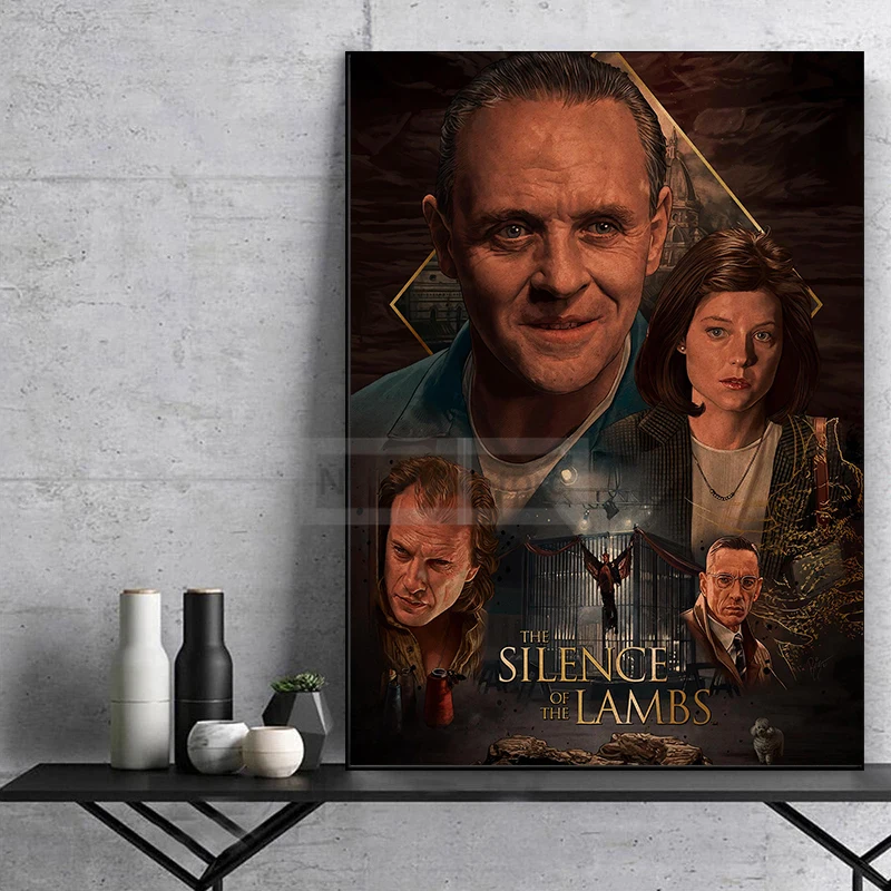 الأفلام الكلاسيكية الإثارة صمت الحملان ريترو المشارك الفيلم القديم يطبع حائط لوح رسم الفن صور ديكور غرفة المنزل