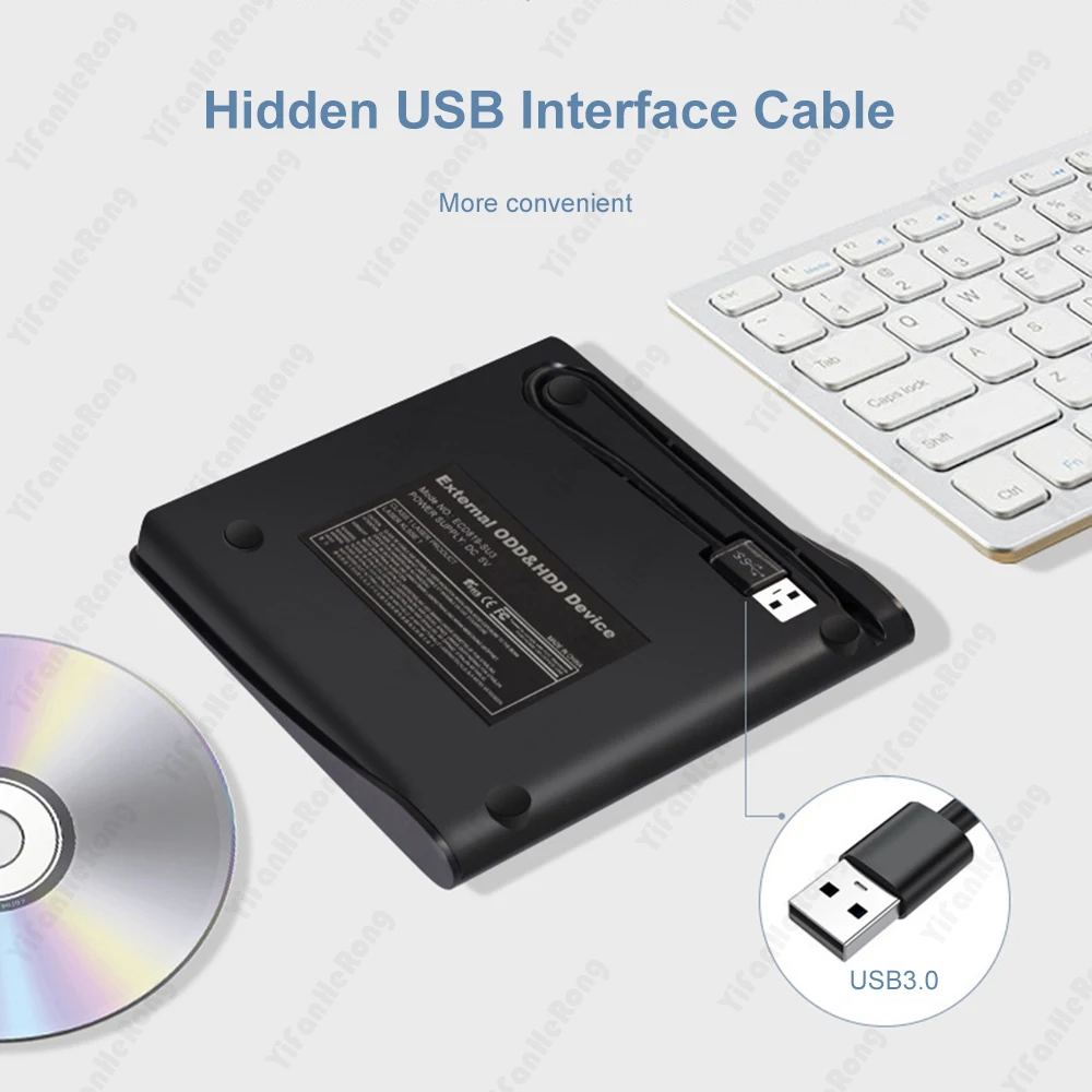 For 9.5/12.7mm SATA USB3.0 Type-C External DVD Burner Optical Drive Case CD DVD Reader DVD-ROM CD-ROM External Mobile Enclosure