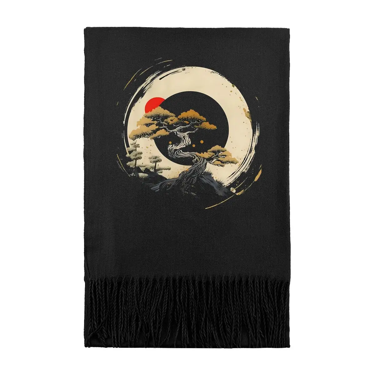 Bonsai Circle zen theme art Daily Extra-Long Warm Scarf - Soft & Practical for Everyday Use