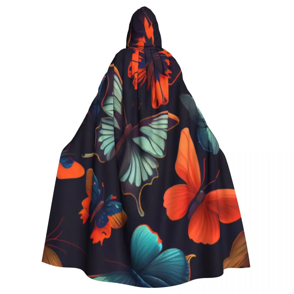 

Butterflies Colorful Hooded Cosplay Costume Halloween Adult Long Party Cape