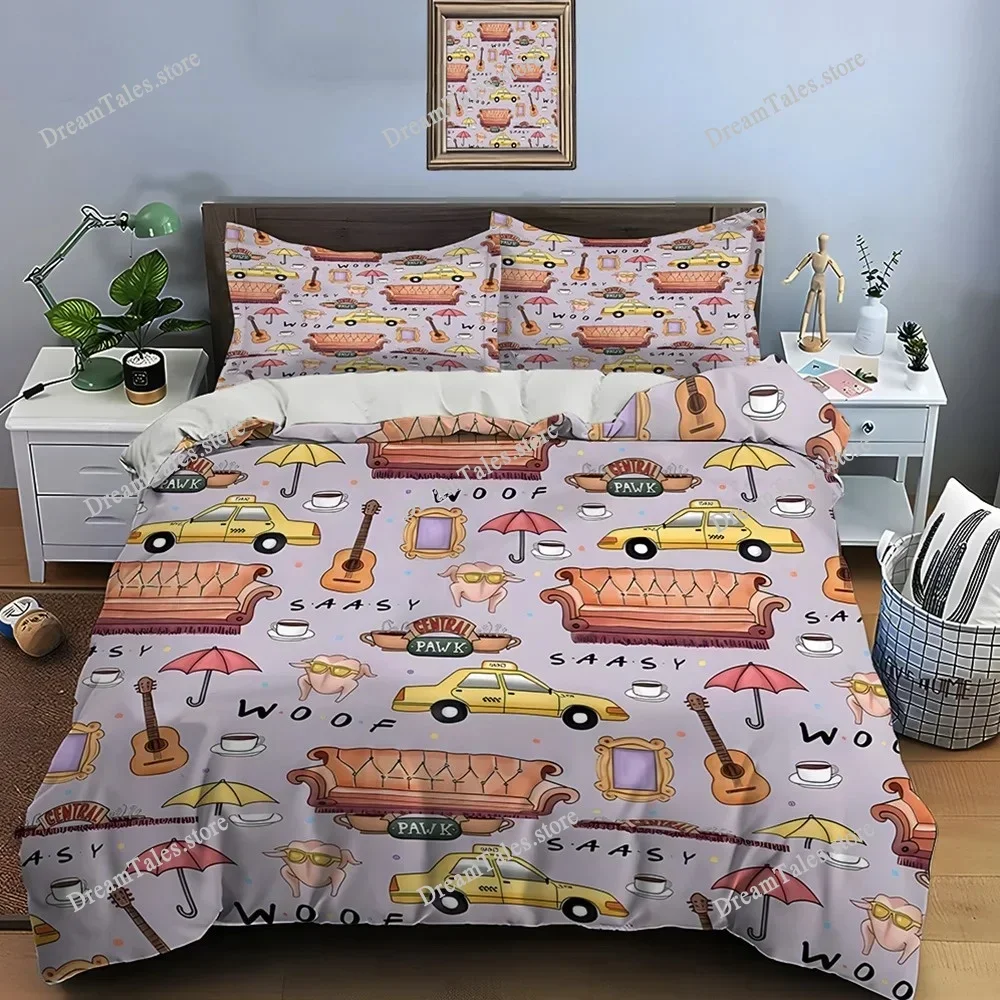 

Funny Friends Print Bedding Set Duvet Cover Adult and Children Bedding Set Luxury TV Show Pattern Home Textileextile741