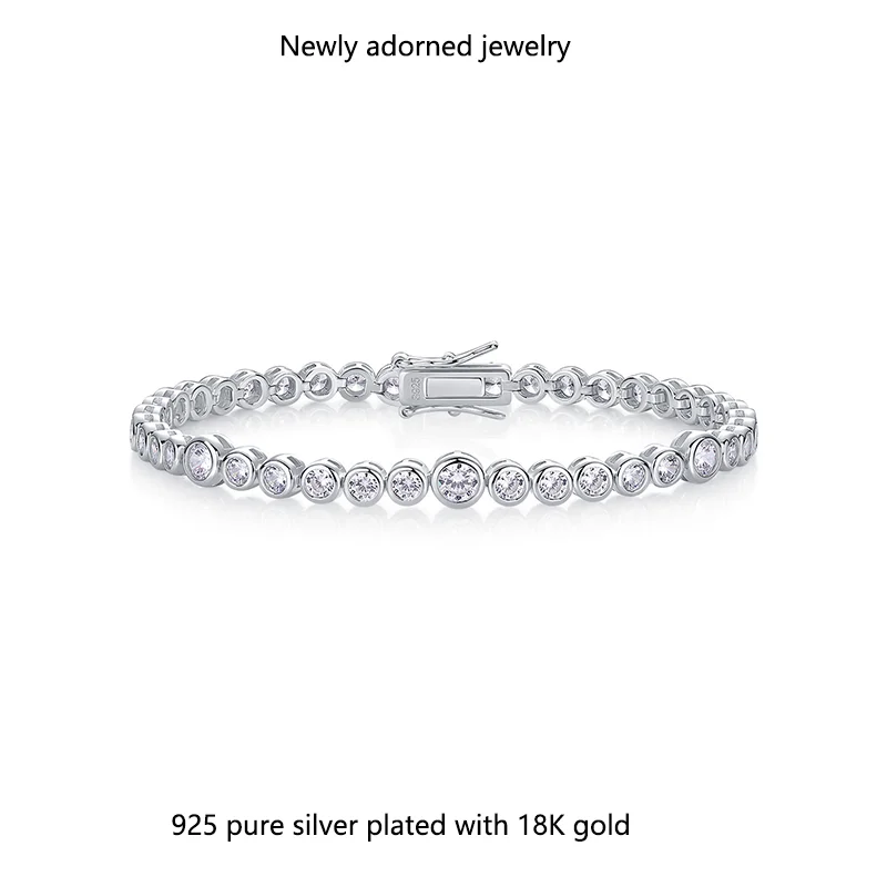 

Southeast Asia best-selling S925 sterling silver tennis bracelet with 4.3/4.7/4.9 carat moissanite, sparkling fire and hip-hop s