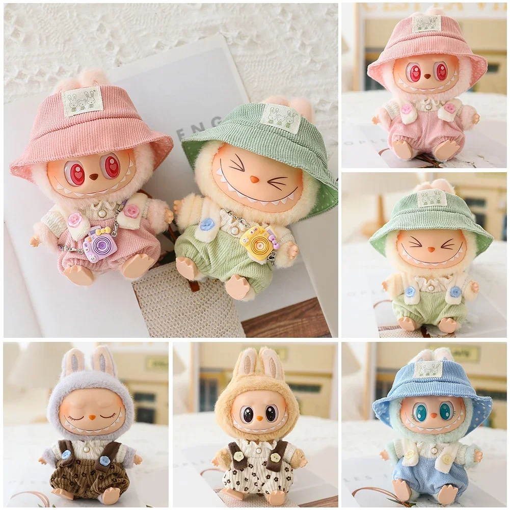 かわいい人形服 カワイイ キャンディーカラー オーバーオール 帽子セット 衣装 人形アクセサリー 17cm ラブラブ V1/V2/V3 人形服 帽子 ギフト