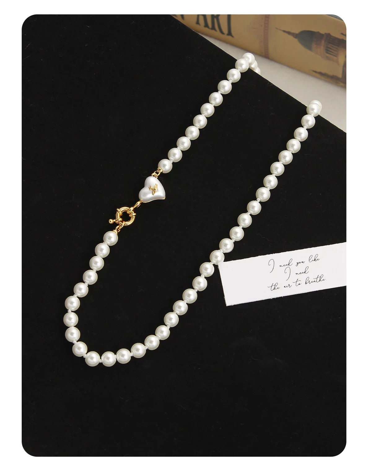 Empress Dowager Cixi's Love Pearl Necklace for Women's Fashion, Simplicity, Luxury, Exquisite Retro Love Clavicle Chain view 6