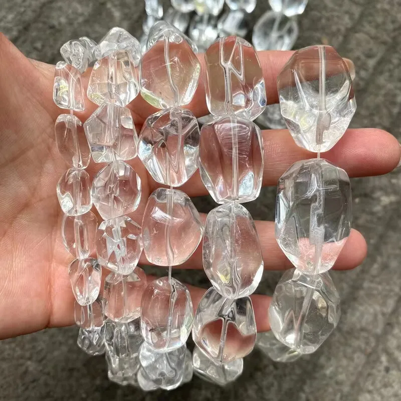 

7A White Crystal faceted baroque Nuggets 14-35mm 38cm for DIY jewelry making FPPJ wholesale nature loose beads