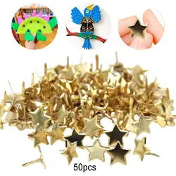 50Pcs Star Shaped Mini Brads, Pattern Clips Decorative Handicrafts Paper Fasteners for Scrapbook Crafts DIY Photo Project Art