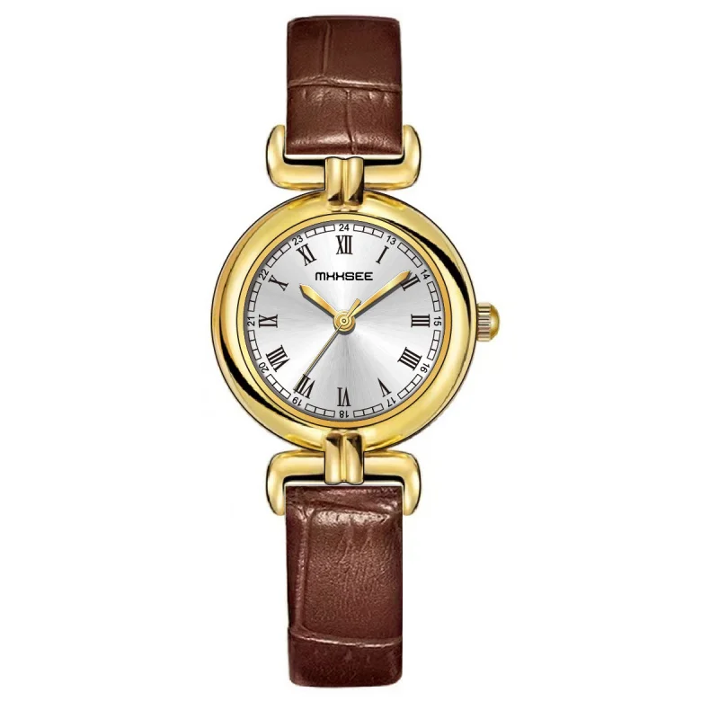 Osmanthus Vintage Kleine Goldene Uhr Originalware2024Neue Mid-Ancient Light Luxus Damen Handgelenk Nische Berühmte Marke Leder Stee