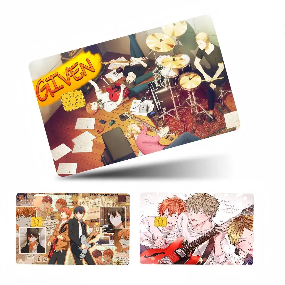 Given Manga Vai Receber Anime 1 set of 4 pcs Credit Card Skin Stickers for Bank Card Waterproof Sticker Anti-scratch Women Gift