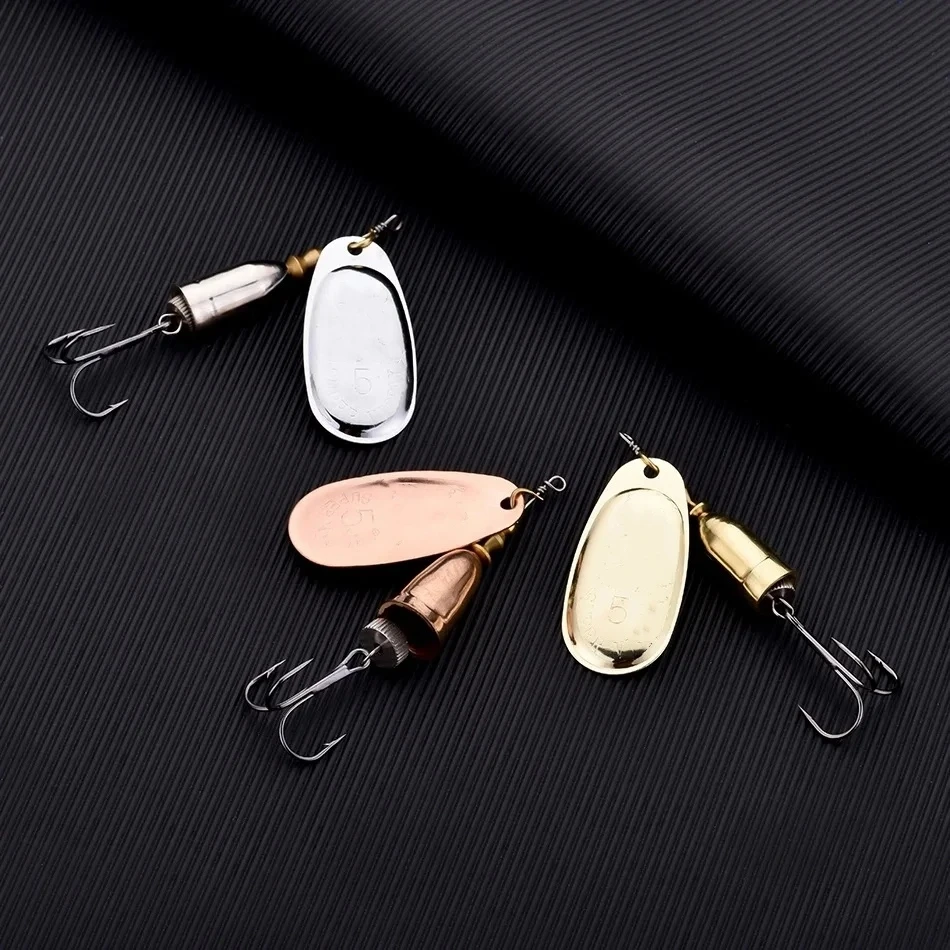 1 قطعة الدورية سبينر طعم معدني 4 جرام 6 جرام 8 جرام 10 جرام 12 جرام 14 جرام النحاس الصلب الاصطناعي ملعقة الطعم خطاف ثلاثي صيد السمك ل بايك