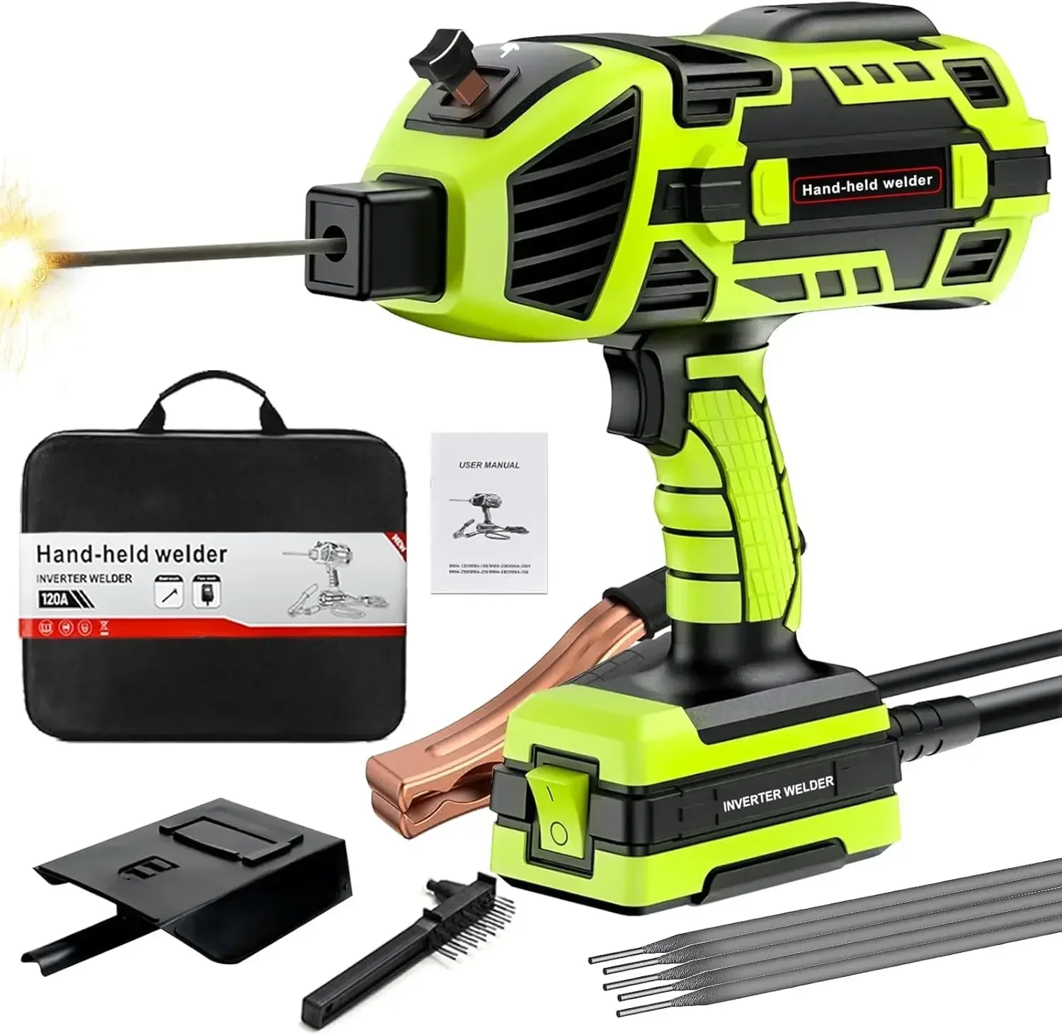 

Portable Handheld ARC Welder with IGBT Inverter, 5 Current Settings for 1/16''-1/8'' Rods, Lightweight and Versatile
