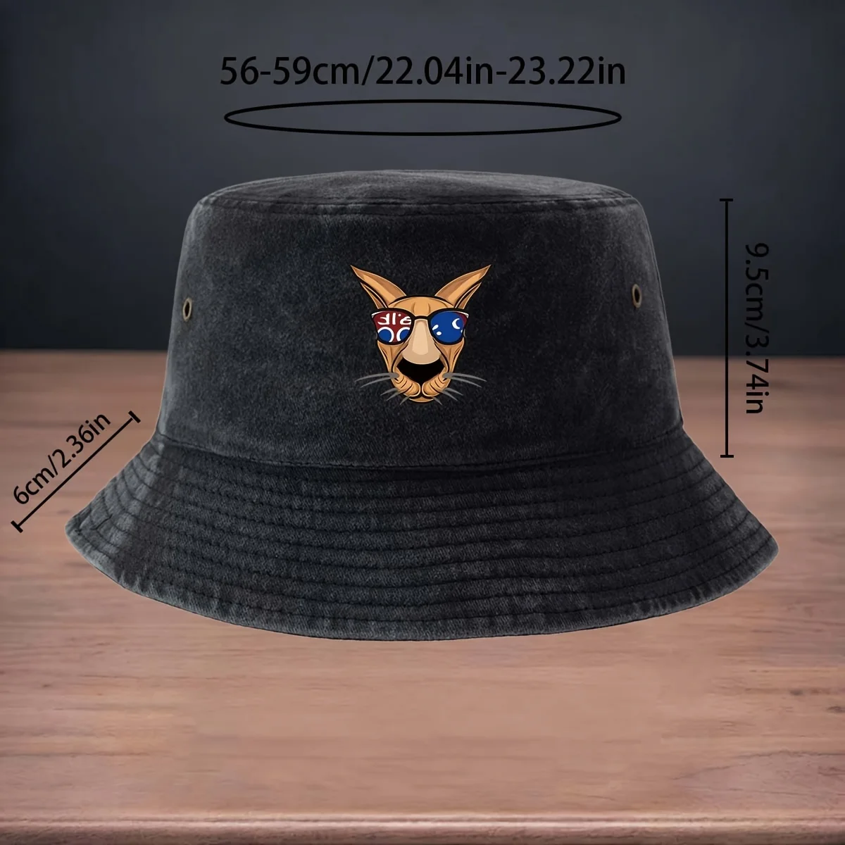 High-Quality Printing Blue-Eyed Kangaroo Head Pattern Fisherman Hat, Lure Fishing Essential Fishing Hat, Foldable Storage, Easy