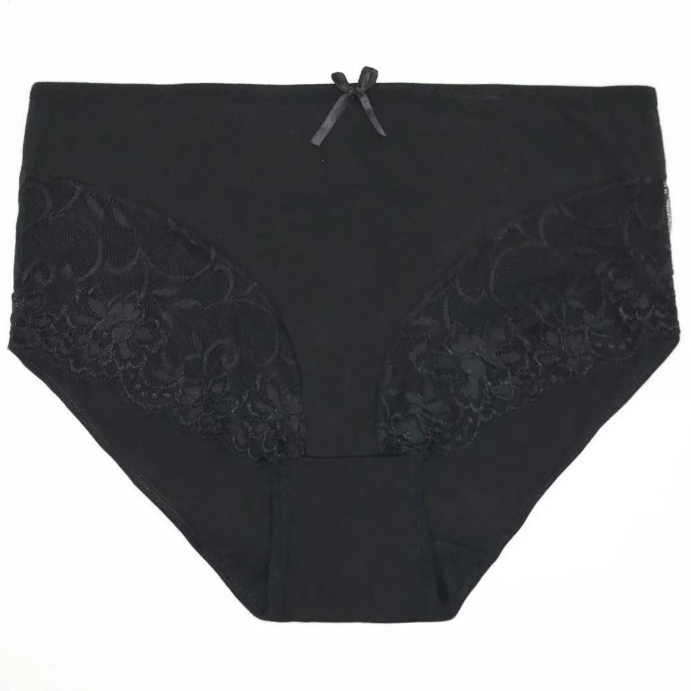 Women Underwear Cotton High Waist Solid Sexy Lace Ladies Panties Briefs Lingerie Plus Size XXL 3XL 4XL 3 Pcs/lot