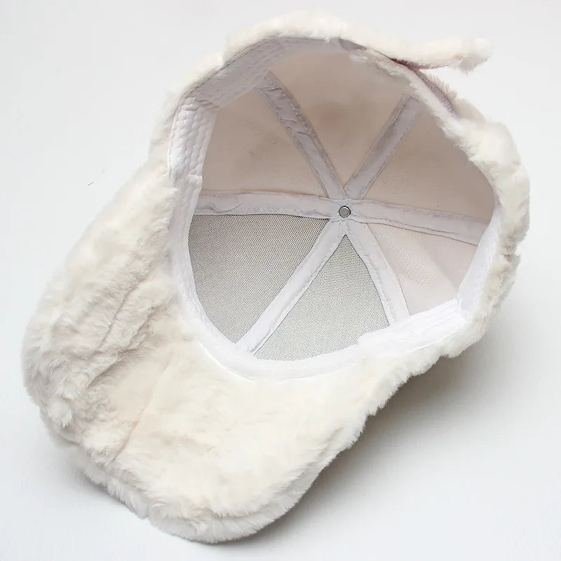 หมวกเบสบอลผ้าพลัฌสำหรับผู้หญิง หมวกฤดูหนาวบุขนเทียมหนานุ่ม อุ่นสบาย สไตล์ลำลอง หมวกแบบ Snapback สำหรับผู้หญิง สีพื้น กันลม ปรับขนาดได้