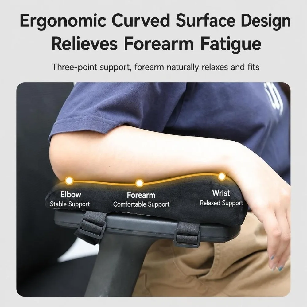 Sponge Foam Chair Armrest Pad Thick Cushion Fasten Strap Elbow Support Cushion Curve Design Easy Mount Arm Rest Mat