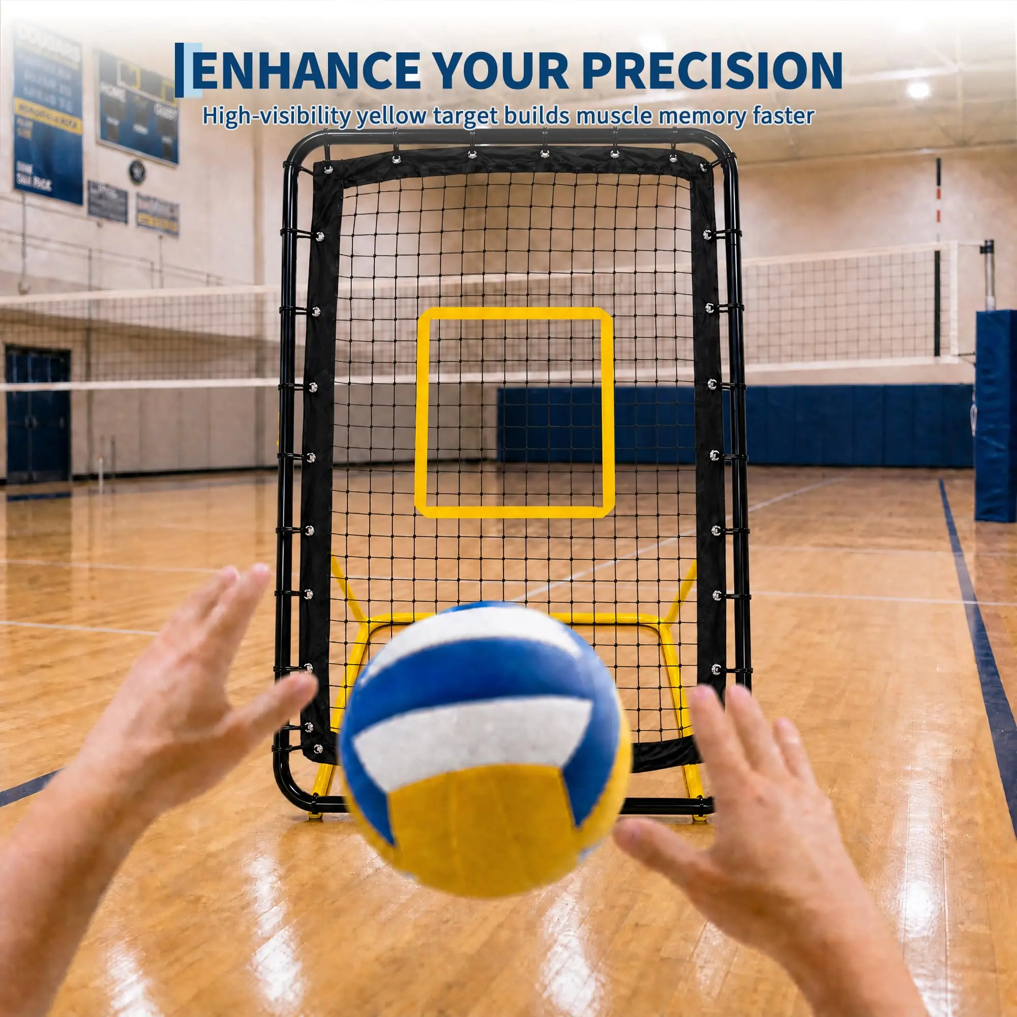Adjustable Volleyball Rebounder Net 4x6 Ft With PU Volleyball And Stakes
