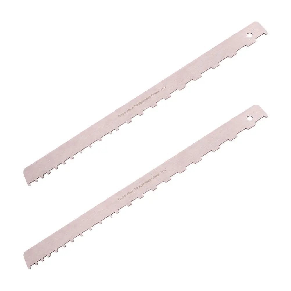 

2Pcs Stainless Steel Guitar Neck Notched Straight Edge Precision Measuring Tool for Bass Electric Guitar Fretboard Maintenance