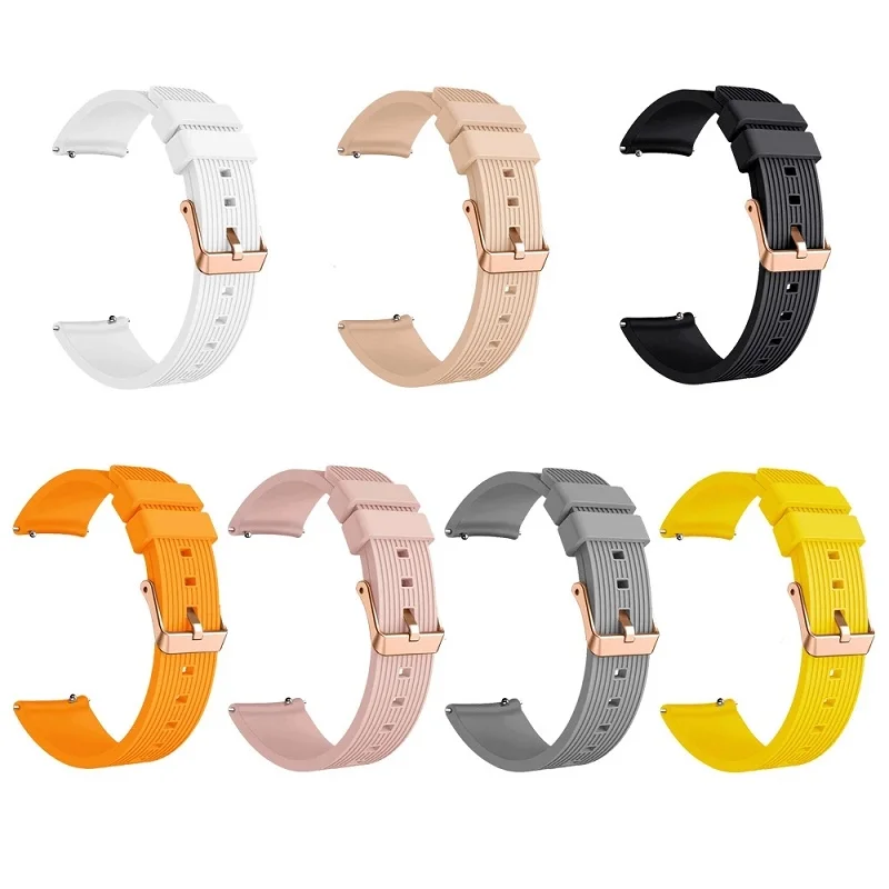 

20mm Silicone Strap For Samsung Galaxy Watch 3 41mm 42mm Active 2 44mm 40mm Garmin venu Vivoactive 3 Band For Huami Amazfit Bip