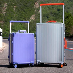 Suitcase Wide Handle Travel Suitcase Men 20 22 24 26 inch Carry-On Rolling Luggage Women PC Aluminum Frame Trolley Case