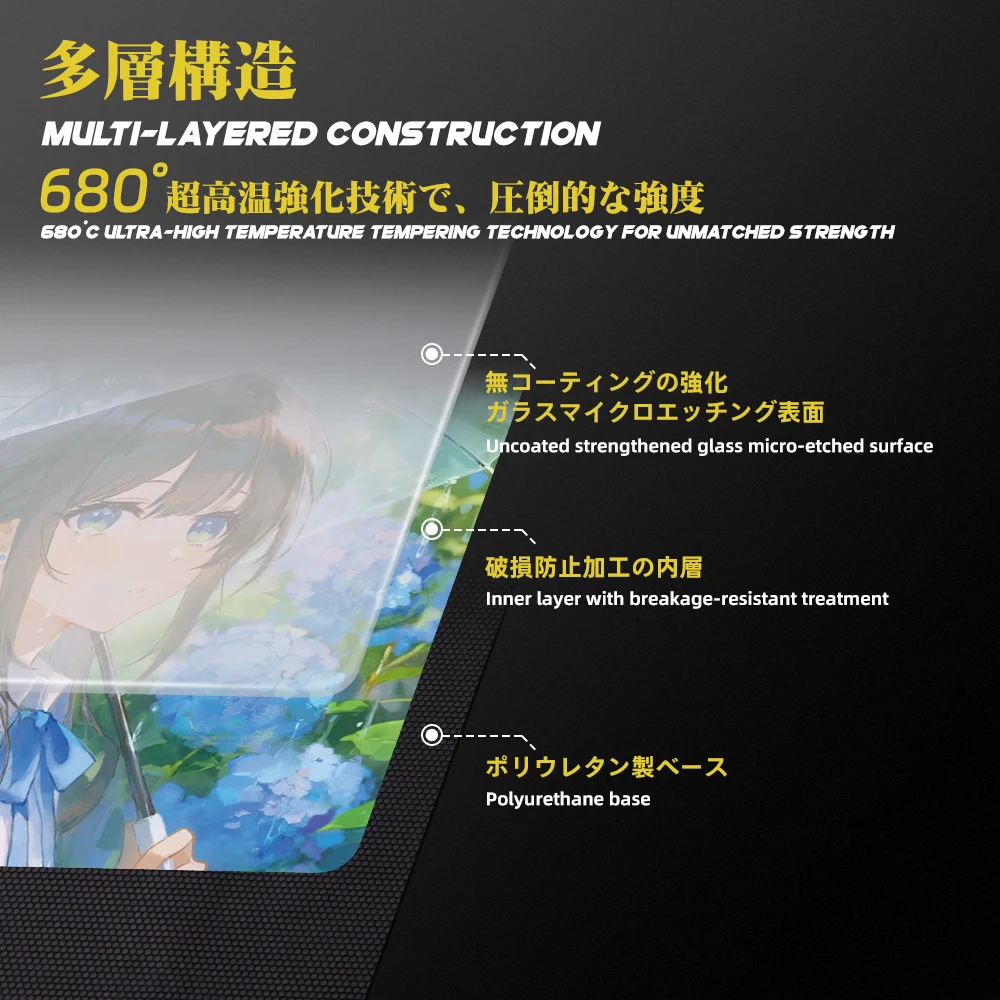 

Стеклянный игровой коврик TALONGAMES, Nagisa, Ultra-Smooth Glide, L 490x420 мм, ультратонкий дизайн диаметром 2 мм, высокая точность, экстремальная скорость