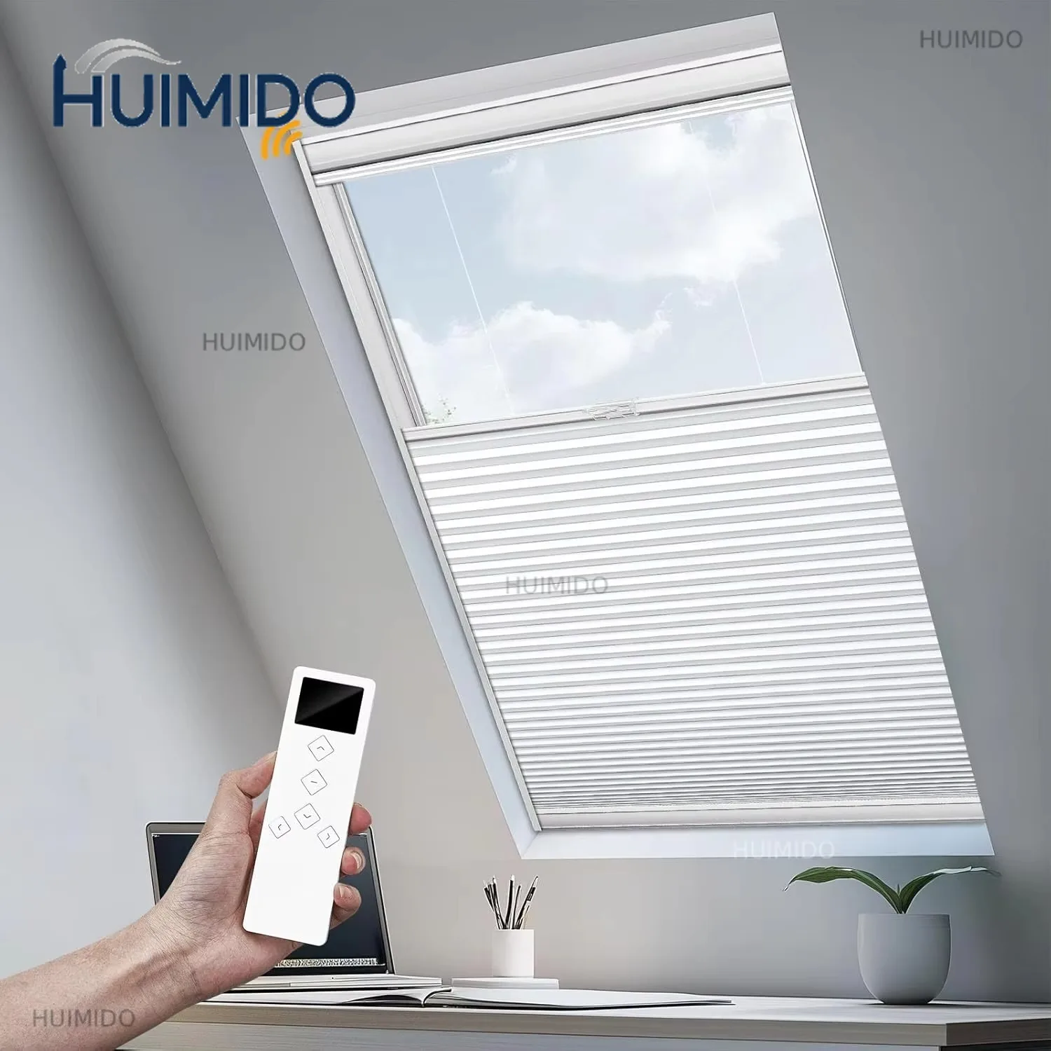 custom-made Sunroad Motorized Smart Electric Blackout Cellular Honeycomb Screen Shade  Skylight Blinds for Ceiling Solar