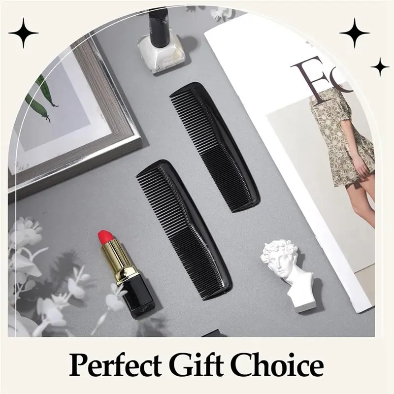IALJ-Bulk 100 pezzi pettini per capelli 5 pollici denti fini e larghi set di pettini tascabili in plastica nera per donne uomini, viaggi in hotel