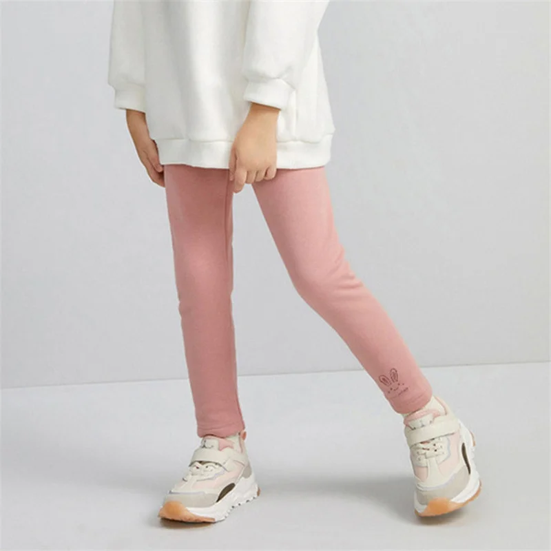 2-8Y Kids Pants For Girls Leggings Autumn Winter Thick Warm Plus Cute Rabbit Soft Children\'s Baby Bottom Part Pants Keep Warm