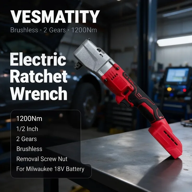 Electric Ratchet Wrench 1200Nm 1/2 Inch Cordless Driver Brushless Removal Screw Nut Power Tools For Milwaukee 18V Battery