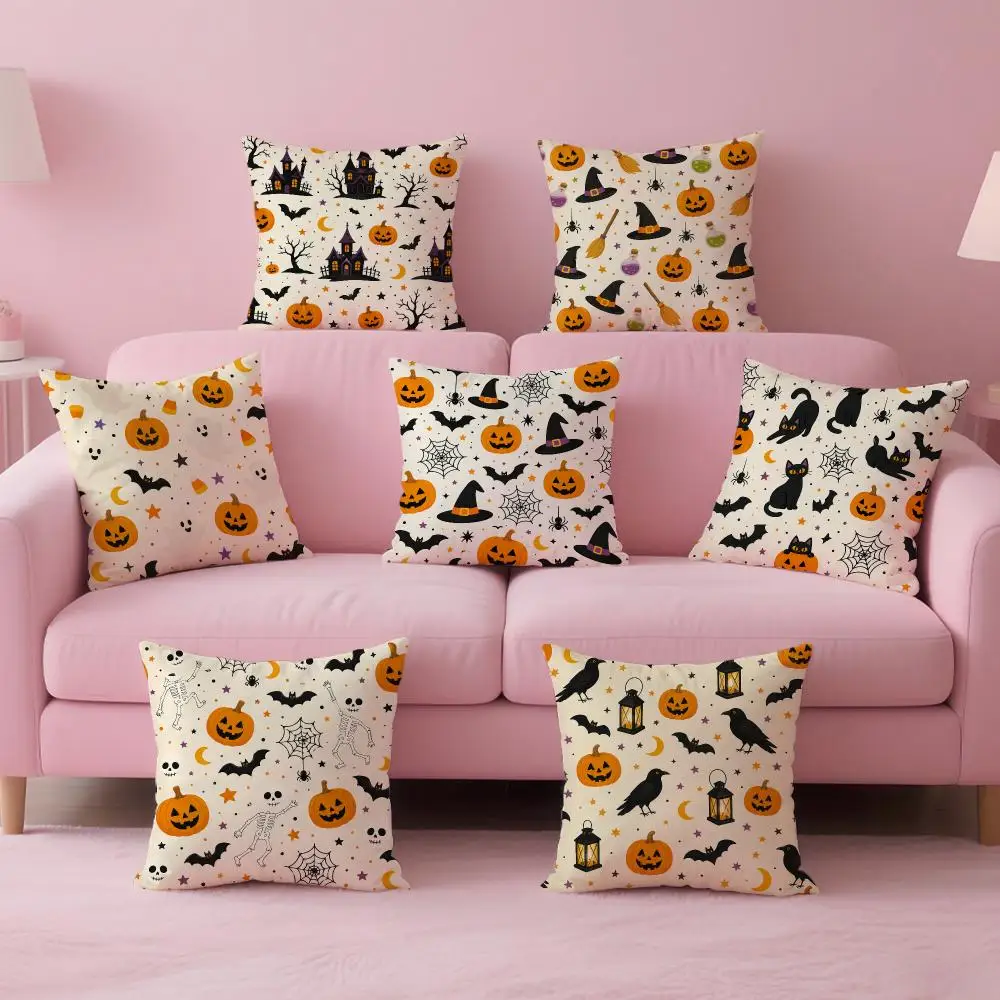 Vintage Cartoon Halloween Cushion Cover Comfortable Double Sided Pillow Cover For Car Sofa Bedroom & More