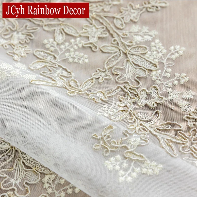 Sheer Curtains For Living Room Luxury Bedroom Tulle Curtains For Window Embroidered Wedding Girls White Drapes Firany Cortina