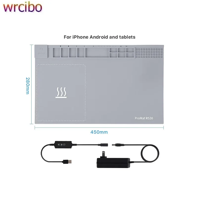 REFOX RS30 ESD Anti-Static Mat Heat Resistance Silicon Work Pad Desk Platform For BGA Welding Rework With Preheating Function