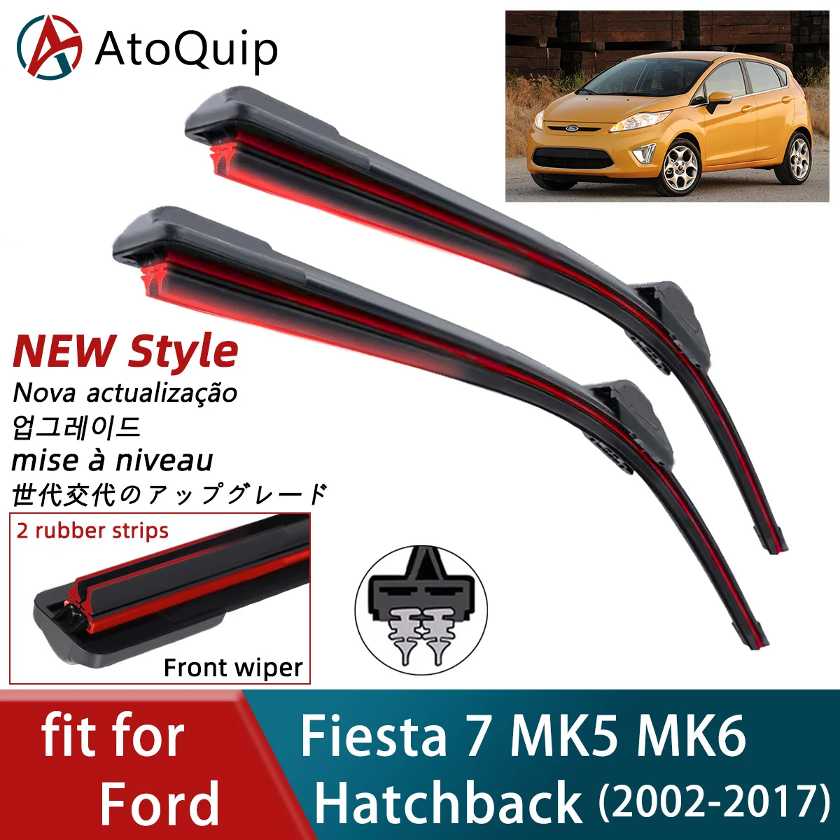 คู่ยางรถ Wipers สําหรับ Ford Fiesta 7 MK5 MK6 Hatchback ใบปัดน้ําฝนด้านหน้าเครื่องตัดแปรงอะไหล่อุปกรณ์เสริมกระจก Wiper