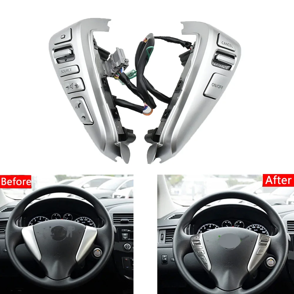 For Nissan Sentra Livina Almera Cruise Control Switch Steering Wheel Player Bluetooth Button For Cube Versa Note 25550-3DA6A