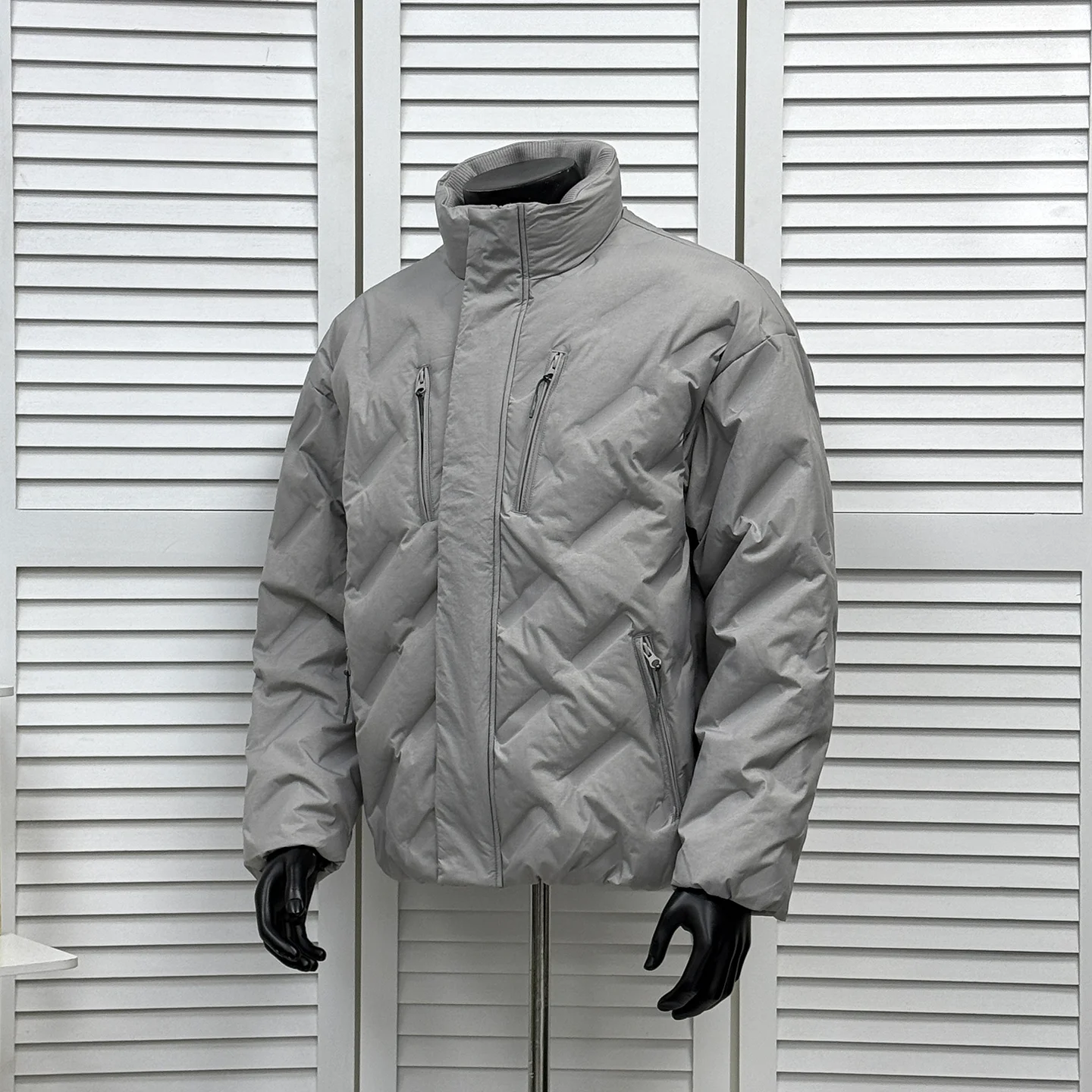 

Faionable Emed High Quali Stand Collar Men's down Jaet Winter Zipper Decorative Design Du down Warm Large Size Coat