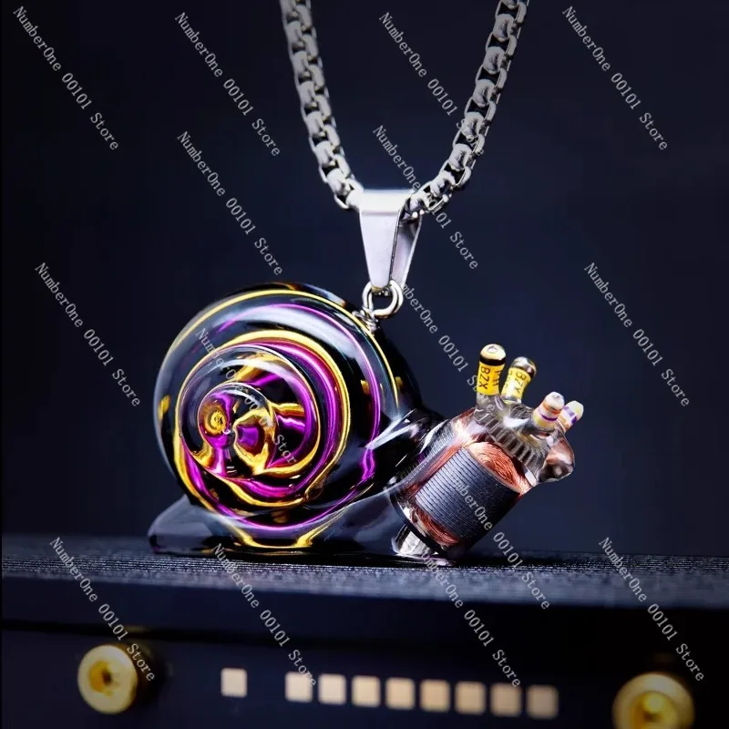 Cyber Electric Engine Phantom Snail Necklace, High-End Keychain Pendant, Individuality Collarbone Chain, Unique Designer Jewelry