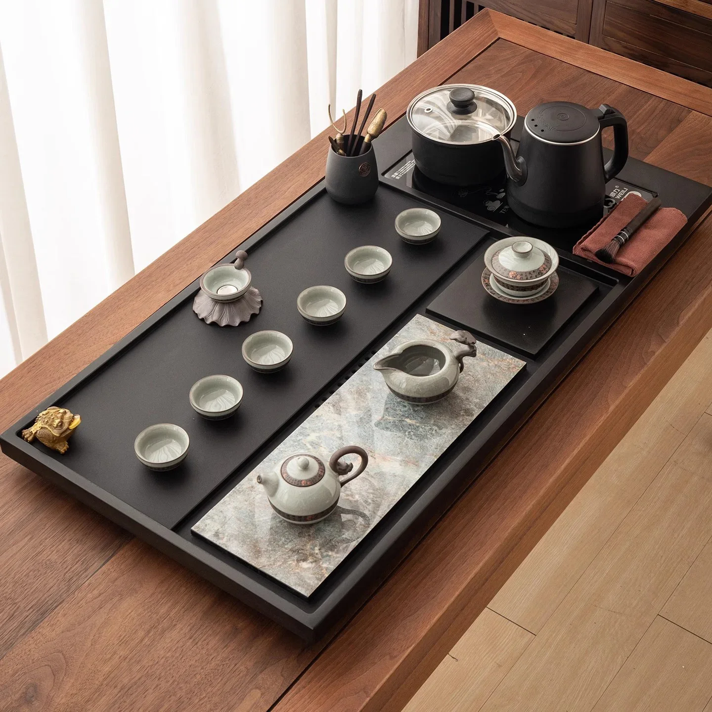 dh-Saucers Ceramic Tea Set Bowl Whisk Drinkware Box Ceremony Samovar Saucers Set Afternoon Portable Juego De Te Home Products