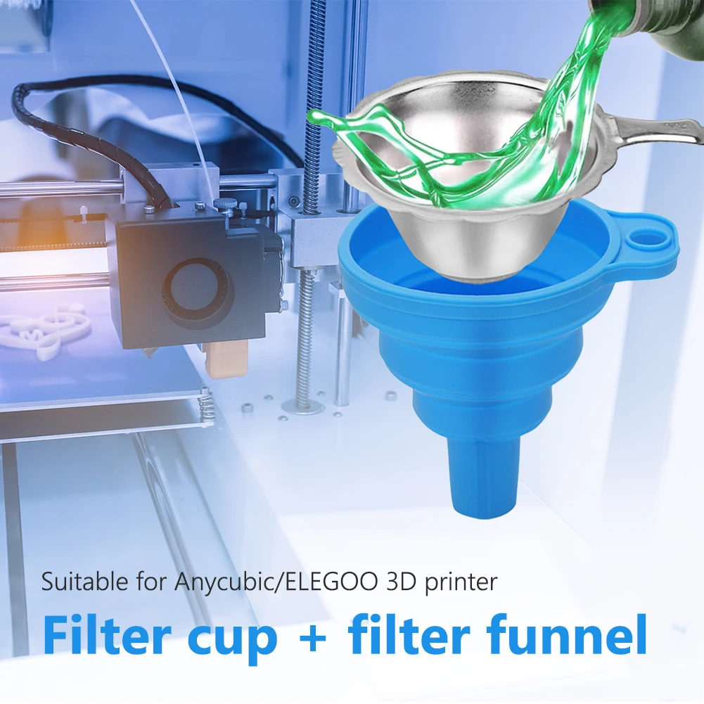 كوب فلتر راتنج uju ، قمع سيليكون لأجزاء طابعة anycubic elegoo ثلاثية الأبعاد