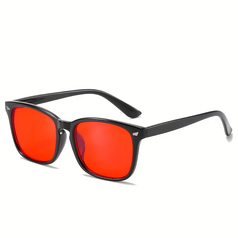Classic Red Lens Blue Light Blocking Glasses Square Men Better Sleep Anti Filter Men Orange Women Eyeglasses image 2
