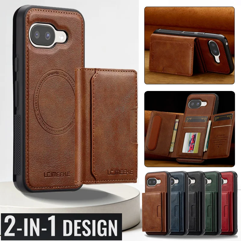 

2 In 1 Magnetic Leather Wallet Phone Case for Google Pixel 10A 10 Pro XL Pro 9 9A 8 8A 7 7A Cards Holder Cover Funda Coque Bag