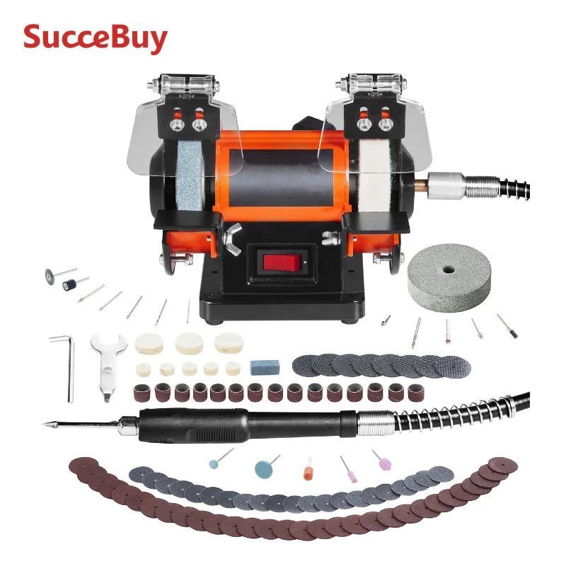 

SucceBuy Jewelry Polisher Buffer Brushless Adjustable Speed Mini Multi-purpose Bench Grinder Polishing Machine for Gemstones