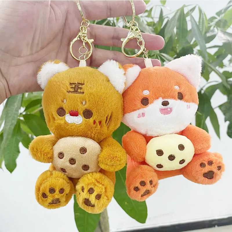 new Cute Biscuit Bear Doll Pendant Plush Toy Little Fox Bag Pendant Keychain Doll Gift