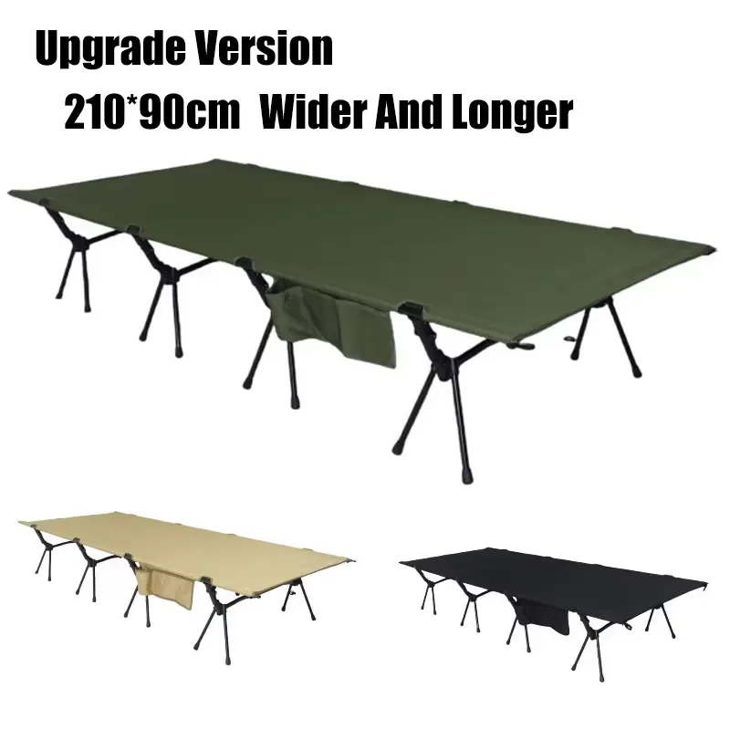 Upgrade 210*90cm Large Folding Camping Cot 4 Rods Portable Outdoor Travel Hiking Bed For Adults Up TO 150KG With Side