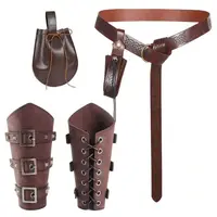 Cinturón de caballero renacentista Retro Medieval, muñequeras y protectores de brazos, conjunto de accesorios de disfraz de Halloween para LARP, 5 paquetes