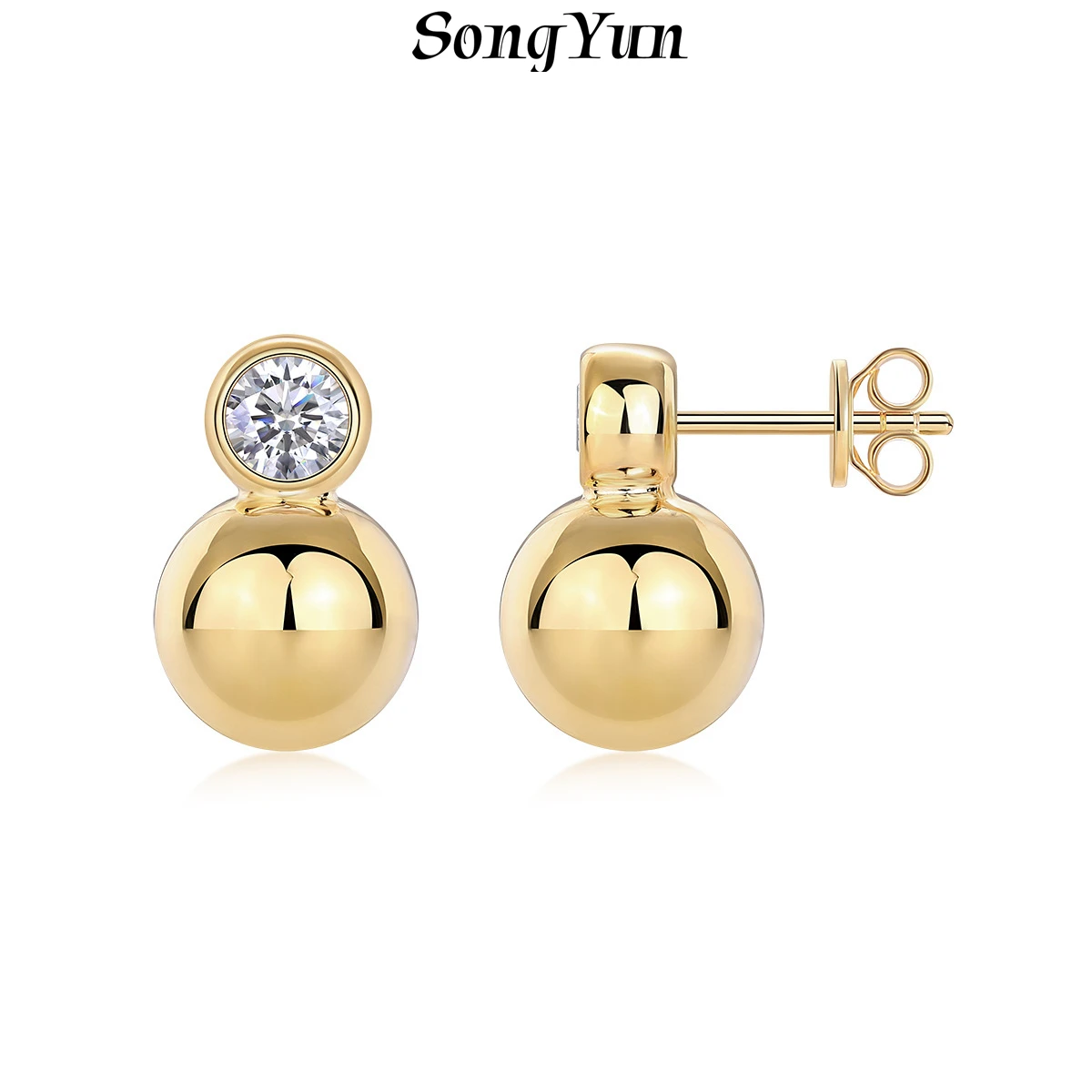 SONGYUN Moissanite Diamond Jewelry Fashion Stud Earrings 925 Sterling Silver 18K Gold Plated Drop Pendant Earrings for Women
